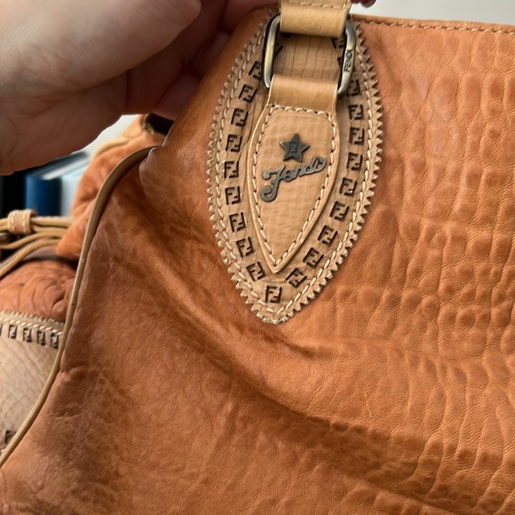 Vintage FENDI Du Jour tan  Leather Shoulder Bag - Picture 9 of 14